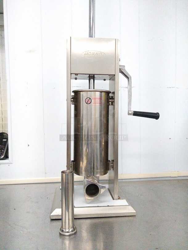 Hakka 11 lb. Stainless Steel Vertical Manual Sausage Stuffer with Different Sized Stainless Steel Funnels
 - Image 7 of 8
