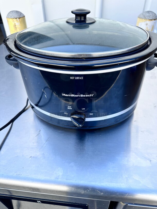 Hamilton Beach Slow Cooker with 3 Cooking Settings, Dishwasher-Safe Stoneware Crock & Glass, 8-Quart Built-In Lid Rest, Black - Image 8 of 8