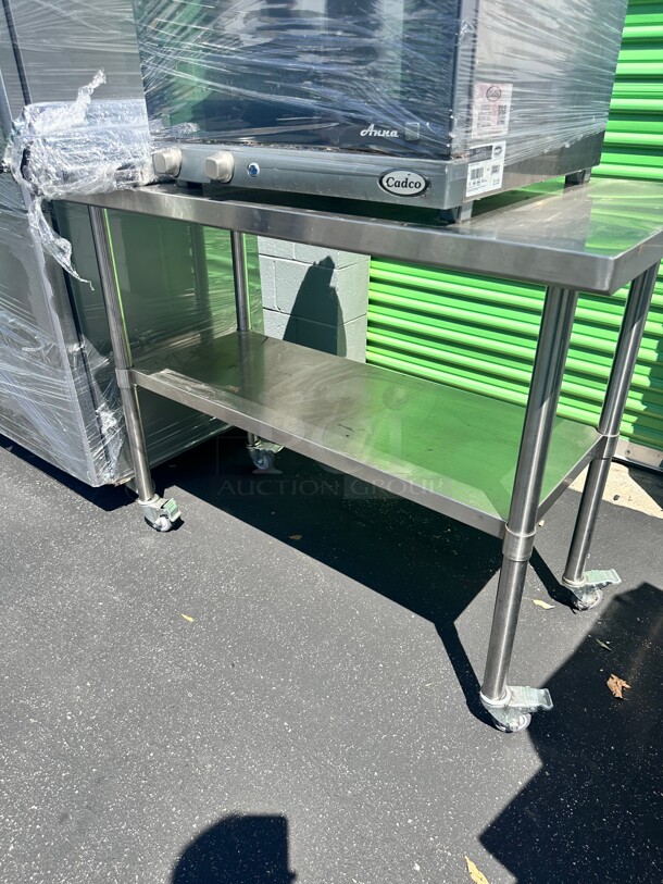 Excellent Standard Mobile Stainless Steel Worktable with Bottom Shelf - 48 x 24 - Image 2 of 5