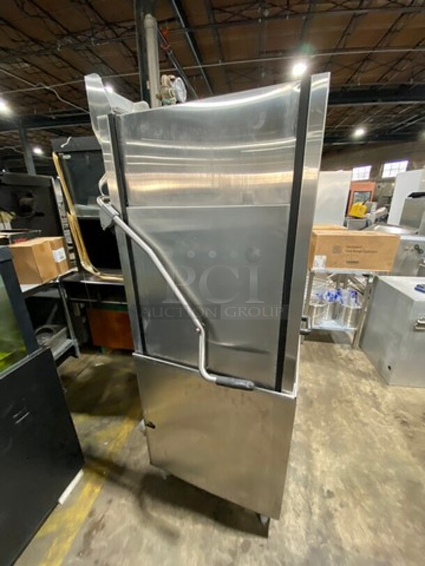 Champion Commercial Pass-Through Dishwasher Machine! All Stainless Steel! On Legs! With Right Side Dishwasher Table! With Back And One Side Splash! Model: DHBT SN: D11038937 208/240V 60HZ 3 Phase - Image 3 of 12