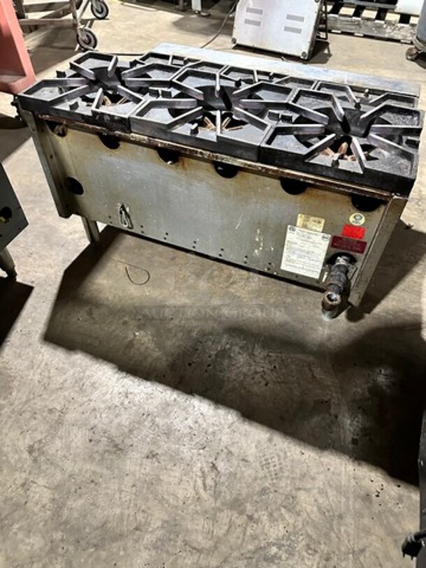 Castle Commercial Countertop Natural Gas Powered 6 Burner Range! All Stainless Steel! On Small Legs! Model: SUPHP36 SN: 3N643 - Image 4 of 9