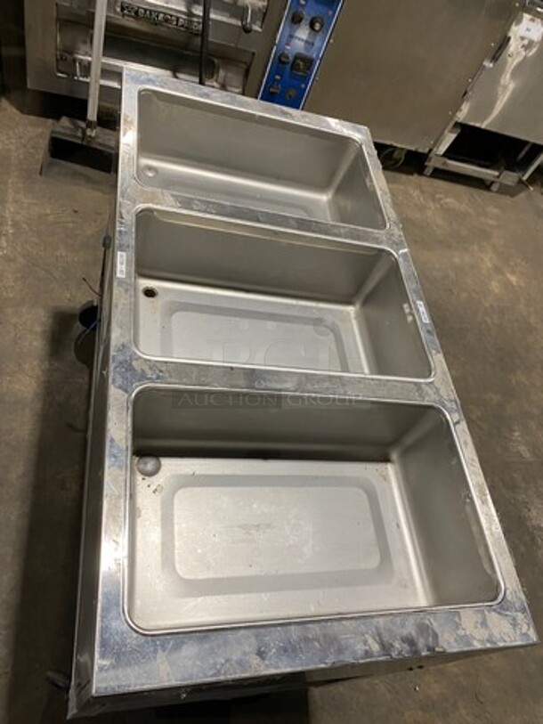 Duke Commercial Electric Powered 3 Well Steam Table! With Storage Space Underneath! All Stainless Steel! On Casters! Model: E303M SN: 12063086 208V 60HZ 3 Phase - Image 5 of 10