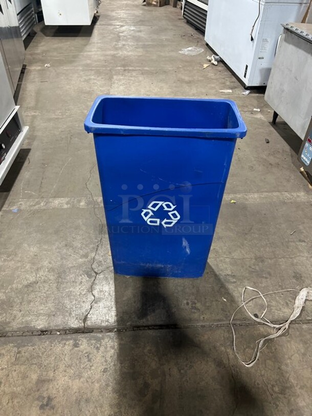 Rubbermaid Commercial Blue Slim Jim Recycle Bin!  - Image 1 of 4