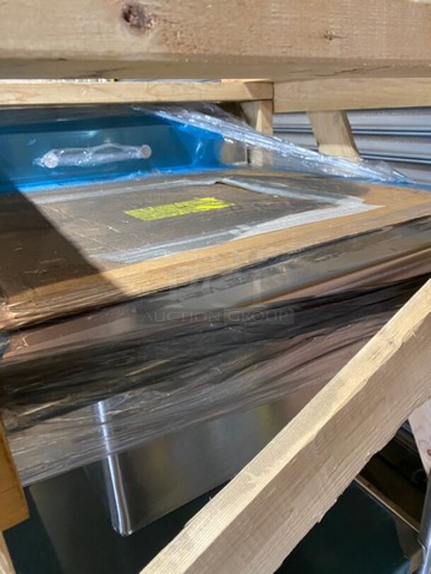 NEW! IN THE CRATE! Eagle Commercial Work Top/ Prep Table! With Drain Sink! With Back Splash! All Stainless Steel! On Legs! - Image 2 of 3