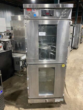 Winston CVap Stainless Steel Commercial 2 Half Size Door Reach In Warming Holding Rack on Commercial Casters! MODEL HA4522ZE SN:20070420072 120V 1PH