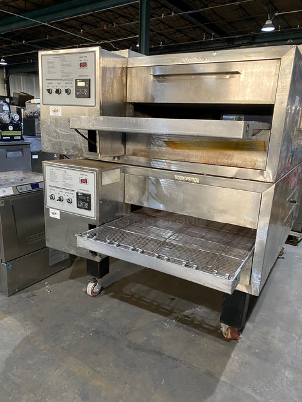 AMAZING! Blodgett Commercial Natural Gas Powered Double Deck Conveyor Pizza Oven! All Stainless Steel! On Casters! 2x Your Bid Makes One Unit! Model: MG32 SN: 0492B4792106 120/208V 60HZ 1 Phase - Image 2 of 12