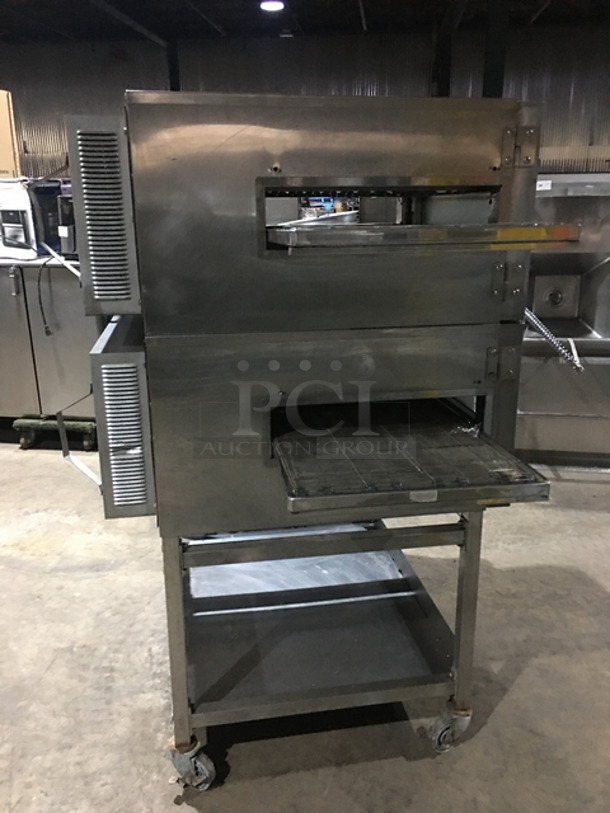 NICE! Lincoln Impinger Eletcric Powered Double Deck Conveyor Pizza Oven! With Storage Area Underneath! All Stainless Steel! On Casters! 2x Your Bid! Working When Removed! - Image 4 of 12