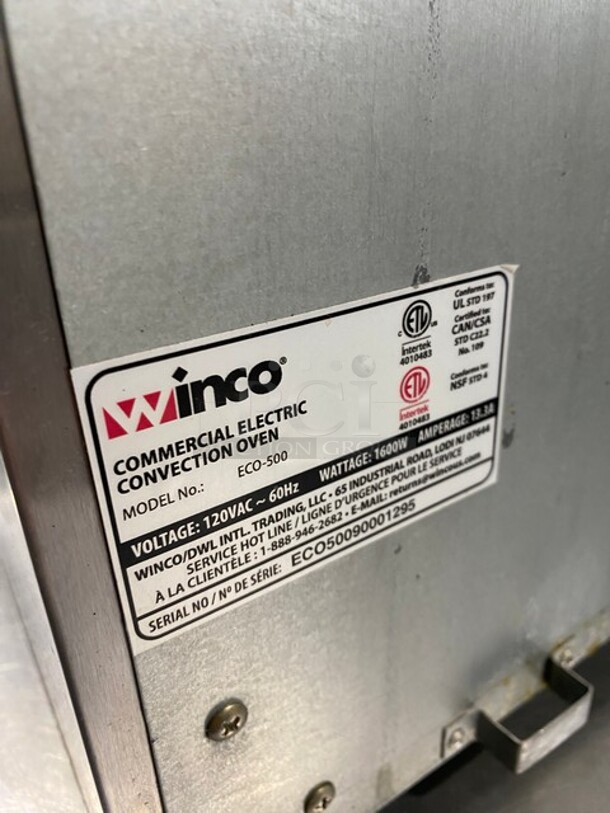 Nice! Winco Commercial Electric Convection Oven! MODEL ECO500 SN: ECO50090001295 120V  - Image 5 of 8