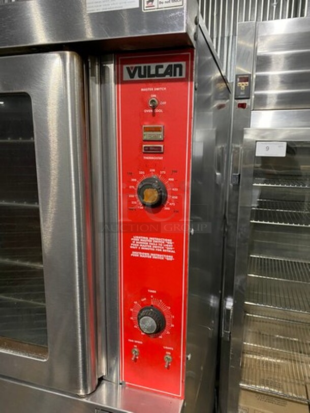 Vulcan Commercial Natural Gas Powered Double Deck Convection Oven! With View Through Door! Metal Oven Racks! All Stainless Steel! On Legs! 2x Your Bid Makes One Unit! WORKING WHEN REMOVED! Model: VC4GD64 SN: 481582088 - Image 6 of 12