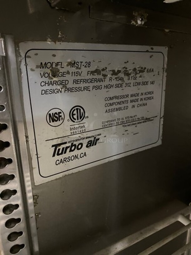 Turbo Air Refrigerated Salad Bar Island! With Double Over Head Shelf Storage! Single Door Storage Space Underneath! All Stainless Steel! On Casters! Model: MST28 115V - Image 7 of 10