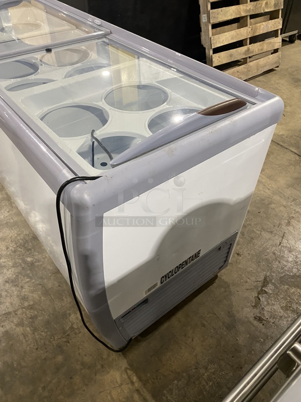 BRAND NEW SCRATCH AND DENT! Avantco 360ADC12HC Metal Commercial Floor Style Ice Cream Dipping Cabinet Merchandiser w/ Ice Cream Tub Collars. Stock Picture Used For Gallery Picture. 115 Volts, 1 Phase.  - Image 2 of 8