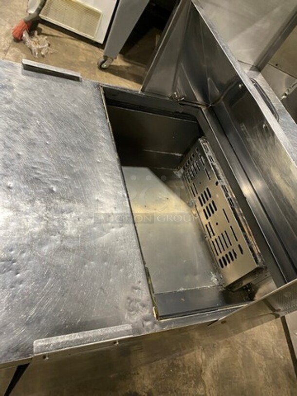 Turbo Air Refrigerated Salad Bar Island! With Double Over Head Shelf Storage! Single Door Storage Space Underneath! All Stainless Steel! On Casters! Model: MST28 115V - Image 8 of 10