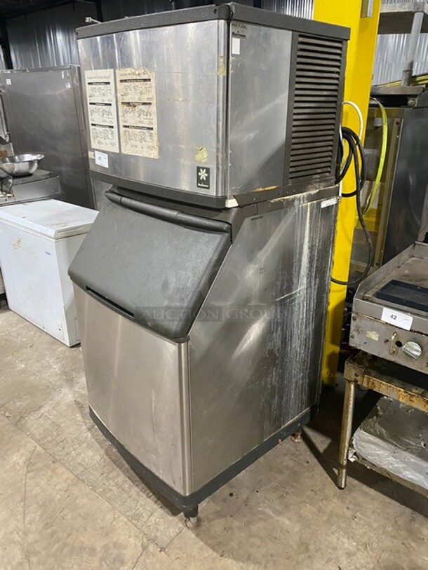 Manitowoc Commercial Ice Making Machine! On Ice Bin! All Stainless Steel! Model Y0454A Serial 990664254! 115V 1Phase! WORKING WHEN REMOVED!  - Image 3 of 7