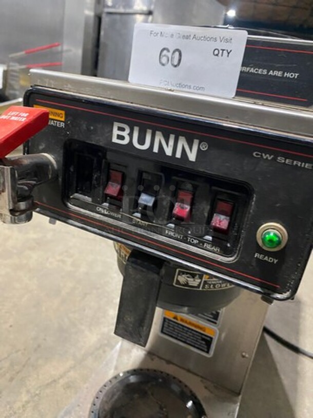 Bunn Commercial Countertop Single Coffee Brewer Machine! With 3 Coffee Pot Warmers! With Hot Water Line! Stainless Steel Body! Model: CWTF15 SN: CWTF327131 120V 60HZ 1 Phase - Image 6 of 8