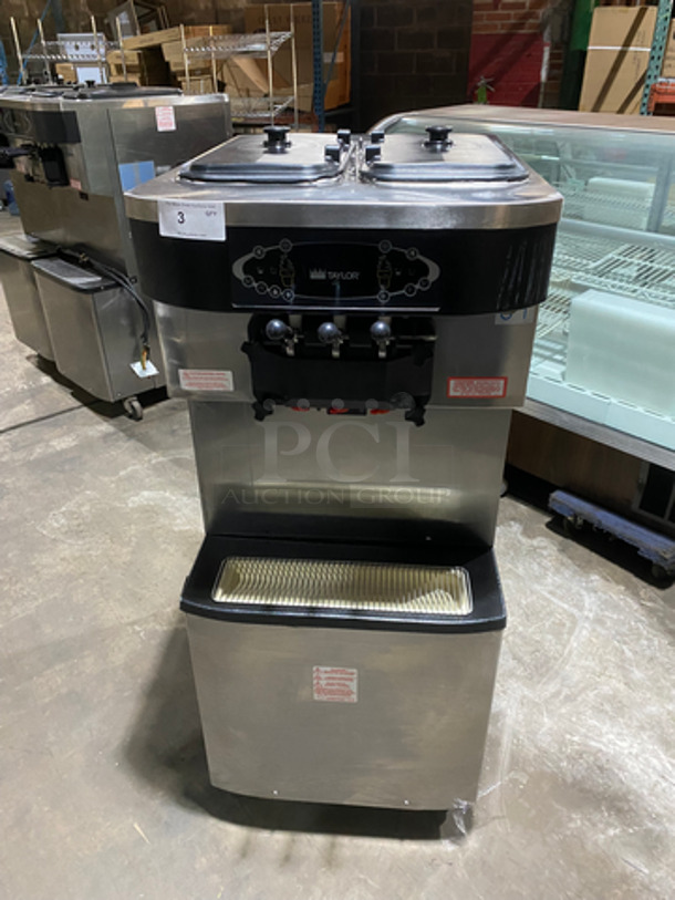 Taylor Crown Commercial 3 Handle Soft Serve Ice Cream Machine! All Stainless Steel! On Casters! Model: C713-33 SN: K8097994 208/230V 60HZ 3 Phase