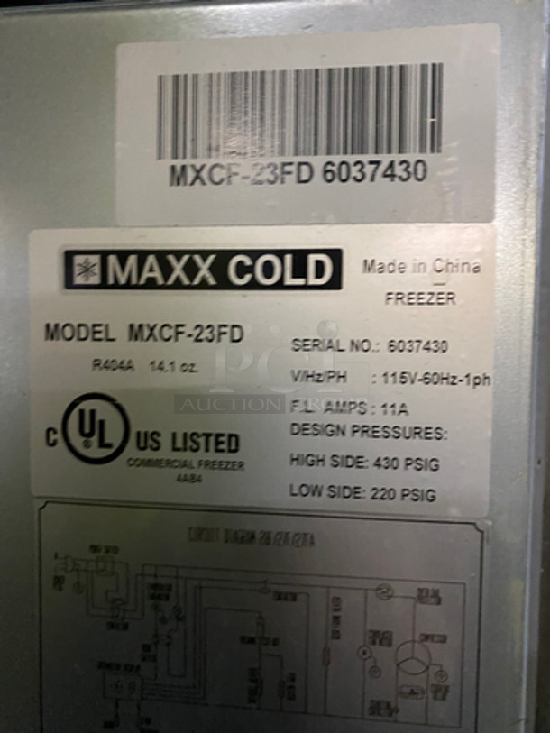 Maxx Cold Commercial Single Door Freezer! With Poly Coated Racks! All Stainless Steel! Floor Style! Model: MXCF23FD SN: 6037430 115V 60HZ 1 Phase - Image 5 of 10
