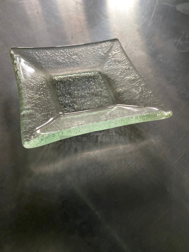 CUTE! Square 3" Crystal Clear Saucers! 3x Your Bid! Includes Black Poly Crates! - Image 3 of 6
