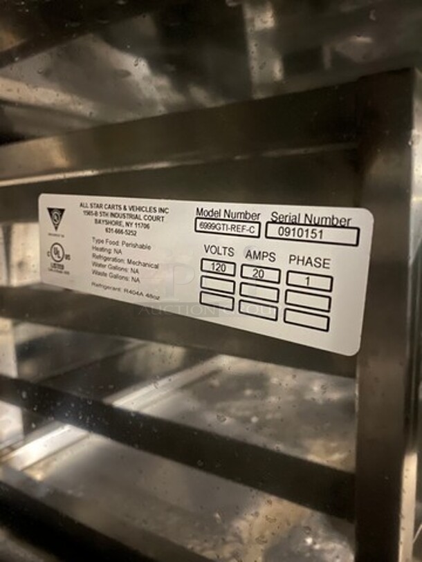 All Star Commercial Refrigerated Open Display Merchandiser! With Small Storage Space Underneath! All Stainless Steel! Model: 6999GTIREFC SN: 0910151 120V 60HZ 1 Phase - Image 8 of 9