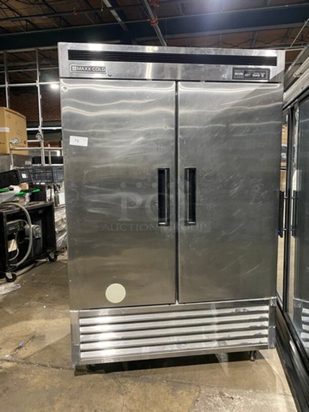 COOL! Maxx Cold Commercial 2 Door Reach In Refrigerator! With Poly Coated Racks! Solid Stainless Steel! On Casters! Model: MCR49FDRE 115V 60HZ 1 Phase