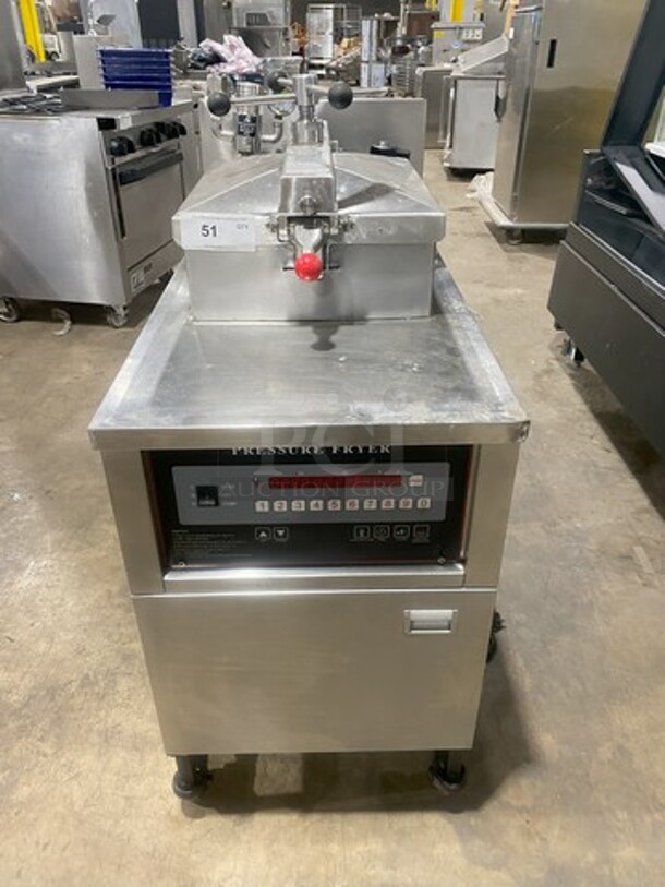 Sweet! 2017 All Stainless Steel LP Powered Pressure Fryer Deep Fat Fryer! Model YXY-25! With Basket & Oil Filter! On Casters!  - Image 1 of 10