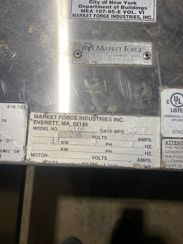 Market Forge Stainless Steel Commercial Countertop Electric Powered Single Deck Steam Cabinet! MODEL ST6E 208V 3 Phase - Image 8 of 11