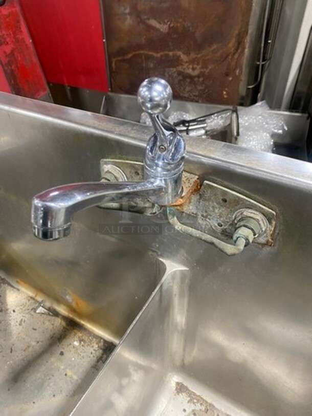 Commercial 2 Compartment Dish Washing Sink! With Dual Side Drain Board! With Back Splash! All Stainless Steel! On Legs! - Image 8 of 10