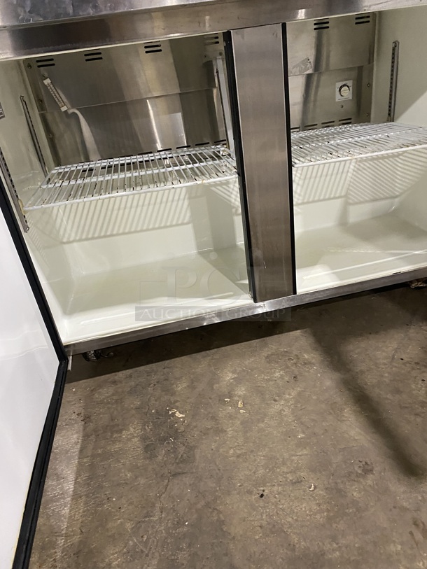 TURBO AIR Undercounter 2 Door Stainless Steel Refrigerator W/ Poly Coated Racks!  On Casters! Model TUR-48SD Serial UR48808053 115V/60Hz/1 Phase  - Image 5 of 8
