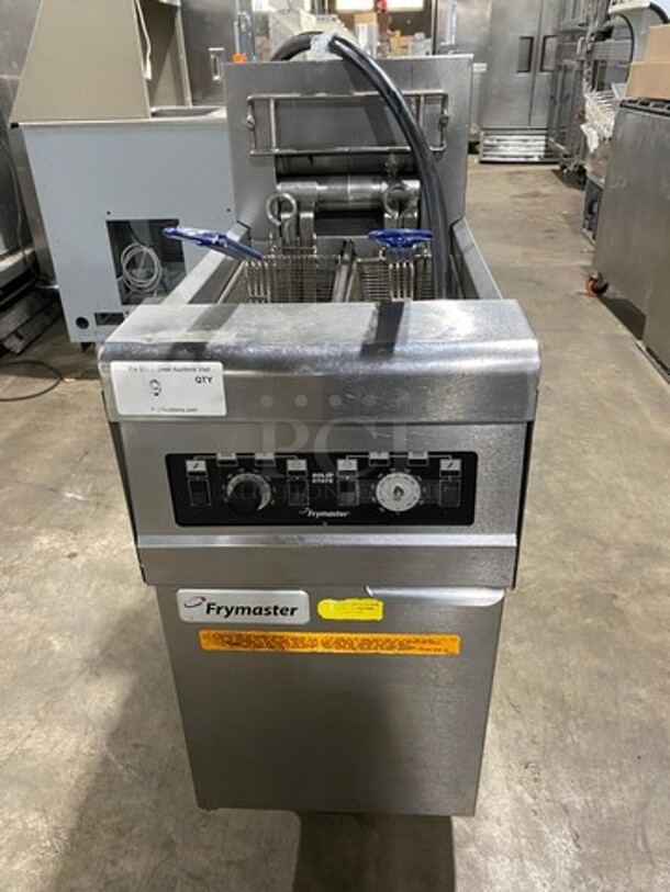 Frymaster Commercial Electric Powered Split Bay Deep Fat Fryer! With Metal Frying Baskets! With Side Splashes! All Stainless Steel! On Casters! Model: RE1142SE SN: 1508NA0057 208V 60HZ 3 Phase