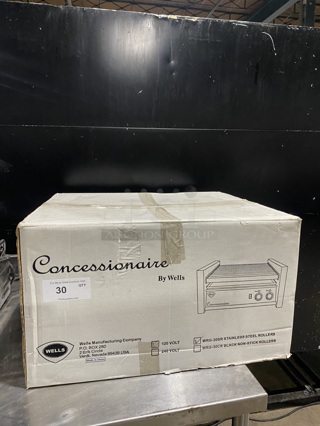 BRAND NEW IN THE BOX! Concessionaire Commercial Countertop Hot Dog/ warmer Roller! MODEL: WRG30SR 120V!
