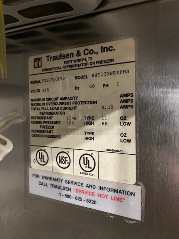 Traulsen Commercial Single Door Reach In Cooler! All Stainless Steel! On Legs! MODEL RHT132WREFHS SN: T239710I98 115V 1PH - Image 7 of 9