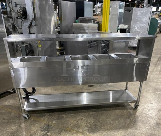 Eagle Commercial Electric Powered 5 Well Steam Table! With Storage Space Underneath! All Stainless Steel! On Casters! MODEL YSPHT5 SN:2008990224 208V 1PH