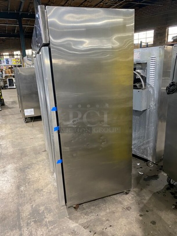 COOL! Hoshizaki Commercial 3 Door Reach In Refrigerator Merchandiser! With View Through Doors! Poly Coated Racks! All Stainless Steel! On Casters! Model: CR3BFGY SN: D80055J 115V 60HZ 1 Phase! Working When Removed! - Image 3 of 12
