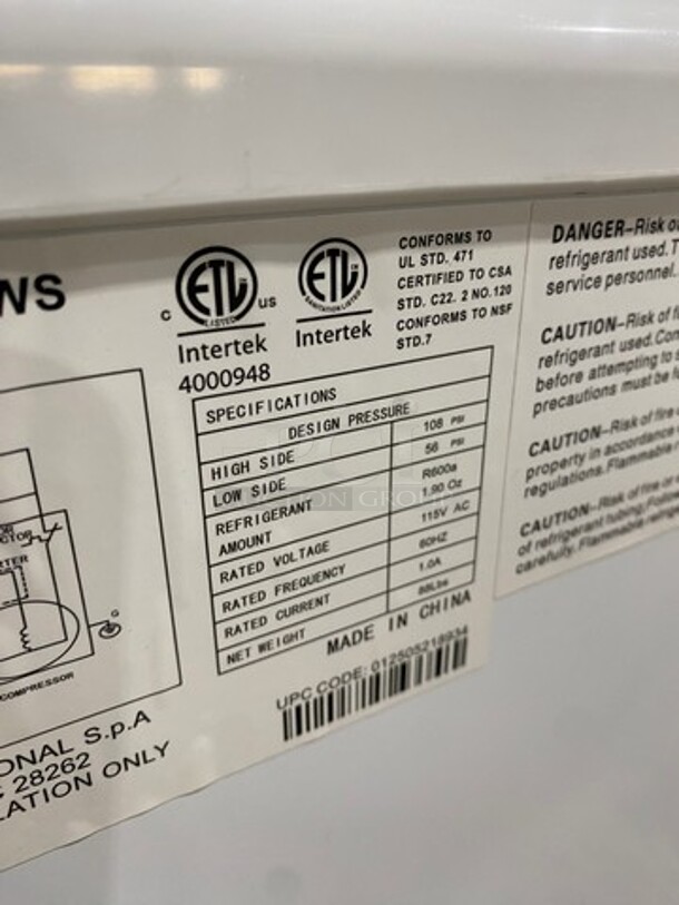 SCRATCH-N-DENT! LATE MODEL! Kelvinator Commercial Reach Down Freezer! Model: KCNF073WS SN: 95111779 115V - Image 9 of 12