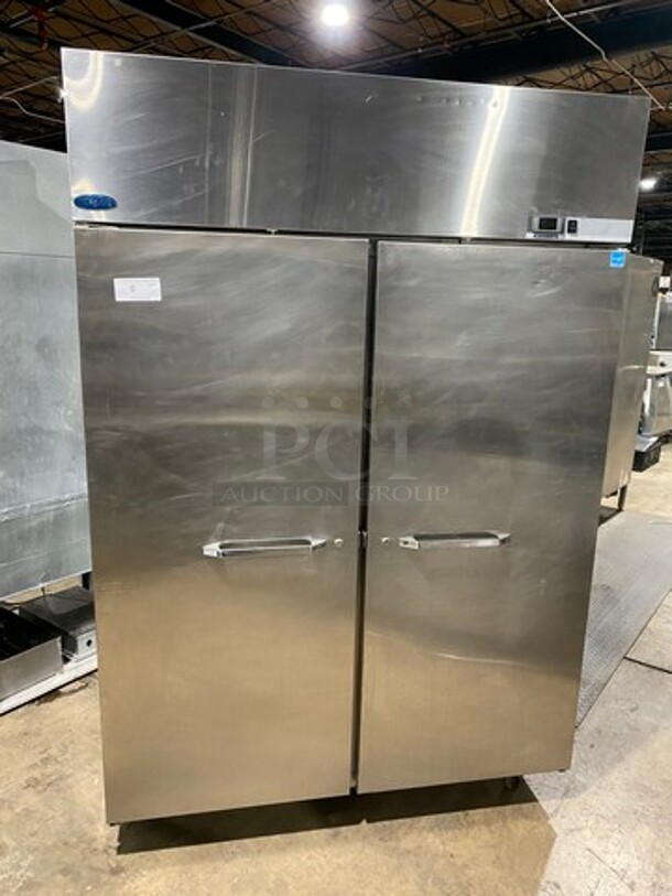 Norlake Commercial 2 Door Reach In Cooler! With Poly Coated Racks! All Stainless Steel! On Casters! WORKING WHEN REMOVED! Model: NR522SSS SN: 11090413 115V 60HZ 1 Phase
