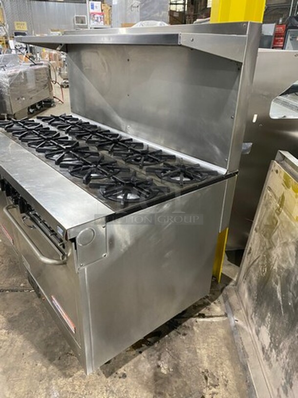 Southbend Commercial Natural Gas Powered 12 Burner Stove! With Raised Back Splash And Salamander Shelf! With 2 Full Size Oven Underneath! All Stainless Steel! On Casters! - Image 2 of 10