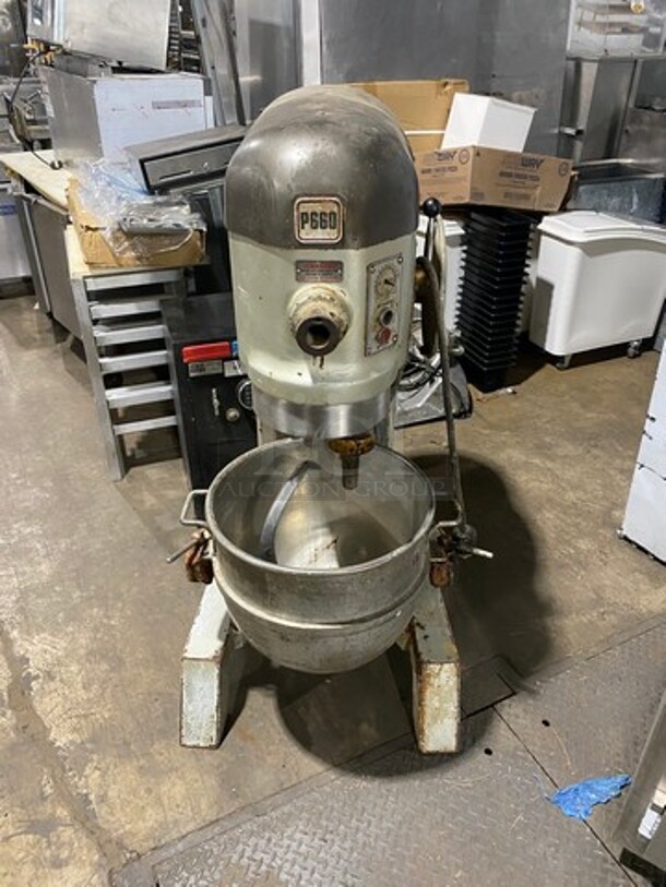 Hobart P660 Commercial Heavy Duty 60QT Mixer! With Hook Attachment! With Bowl! Model: P660 SN: 11353695 208/240V 60HZ 3 Phase!
