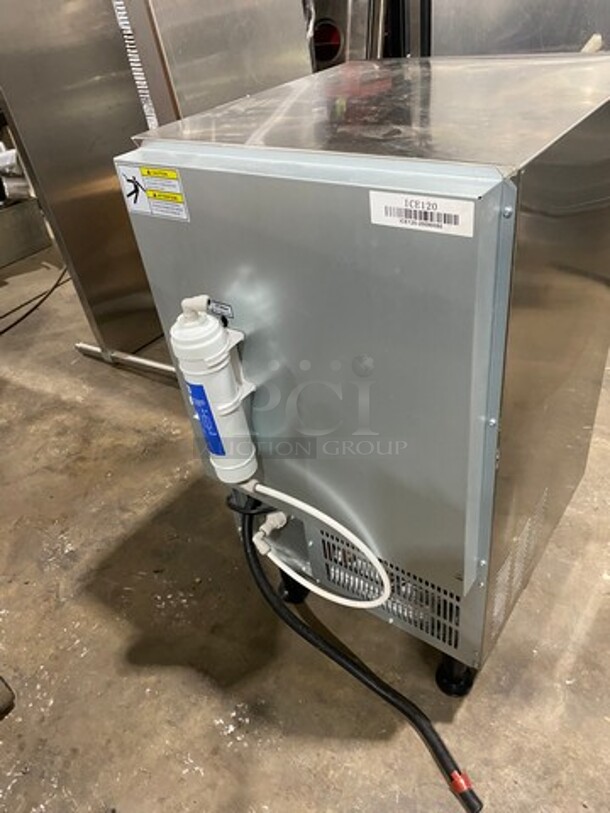 LATE MODEL! 2020 Coldline Commercial Undercounter Ice Maker Machine! All Stainless Steel! On Legs! WORKING WHEN REMOVED! Model: ICE120 115V - Image 3 of 10