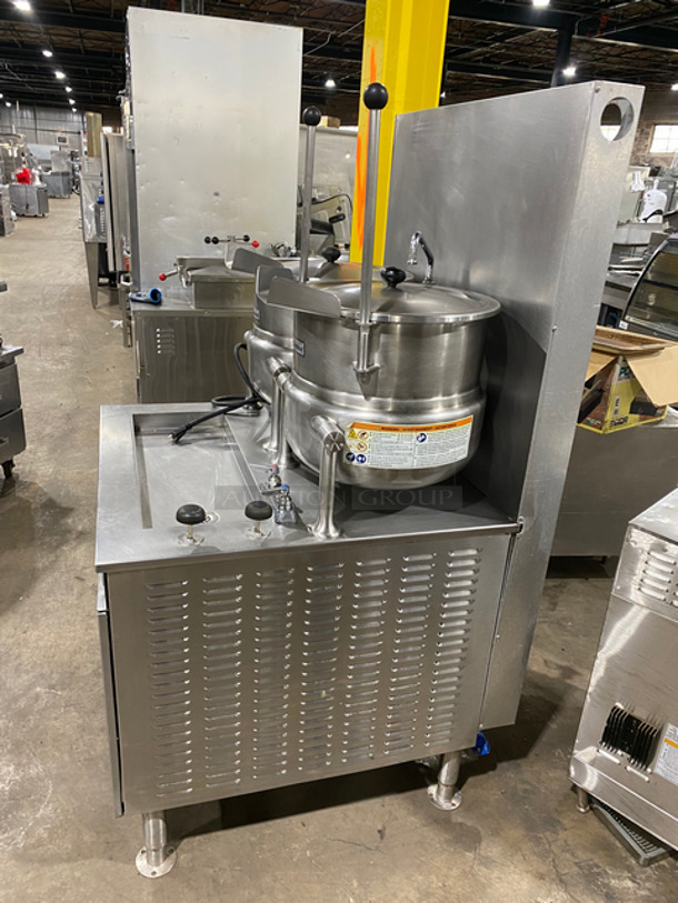 WOW! Cleveland Natural Gas Powered Commercial Double Tilted Kettle Cabinet Assembly! With 2 10 Gallon Kettles! All Stainless Steel! On Legs! Model: 36GMK1010200 SN: 1411230000835 115V 60HZ 1 Phase - Image 2 of 10