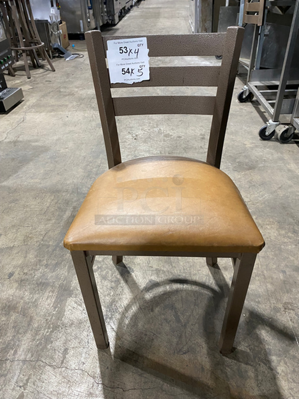 Tan Cushioned Chairs! With Brown Metal Body! 4x Your Bid!