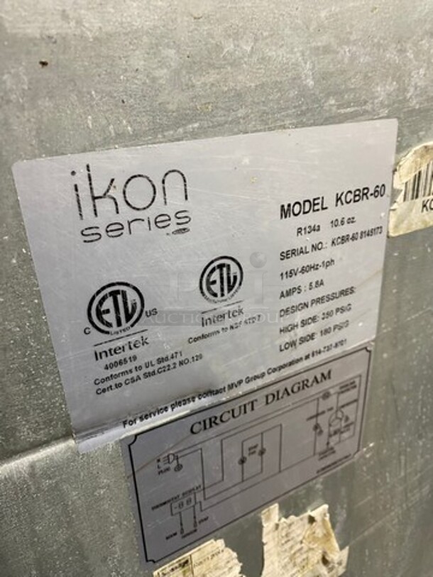 Ikon Commercial Refrigerated Chef Base! With 2 Drawer Storage Space! All Stainless Steel! On Casters! Model: KCBR60 SN: KCBR608145173 115V 60HZ 1 Phase - Image 7 of 8