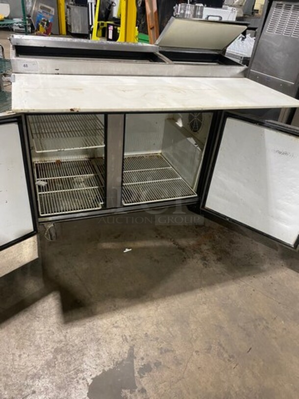 True Commercial Refrigerated Pizza Prep Table! With Commercial Cutting Board! With 2 Door Storage Space Underneath! Poly Coated Racks! All Stainless Steel! On Casters! Model: TPP60 SN: 13730805 115V 60HZ 1 Phase - Image 5 of 10