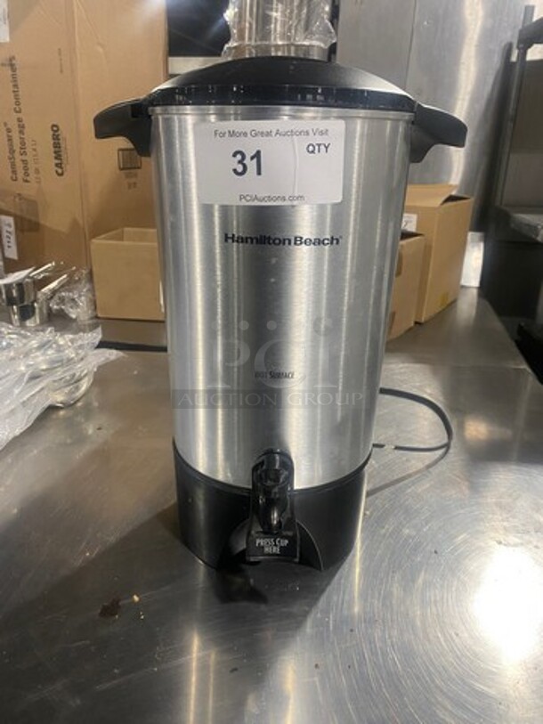 Hamilton Beach Countertop Electric Powered Coffee Urn! Stainless Steel Body!