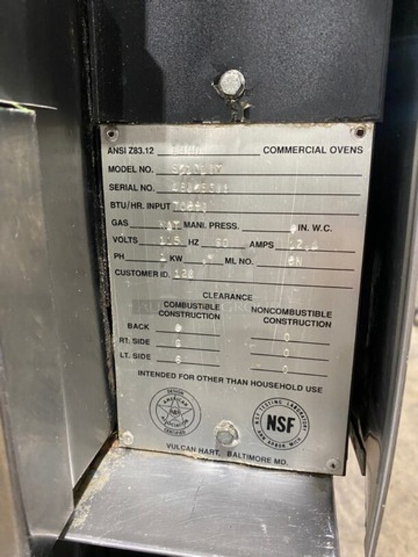 Vulcan Commercial Natural Gas Powered Double Deck Convection Oven! With View Through Doors! Metal Oven Racks! All Stainless Steel! On Casters! 2x Your Bid Makes One Unit! Model: SG1010T SN: 48068508 - Image 8 of 12
