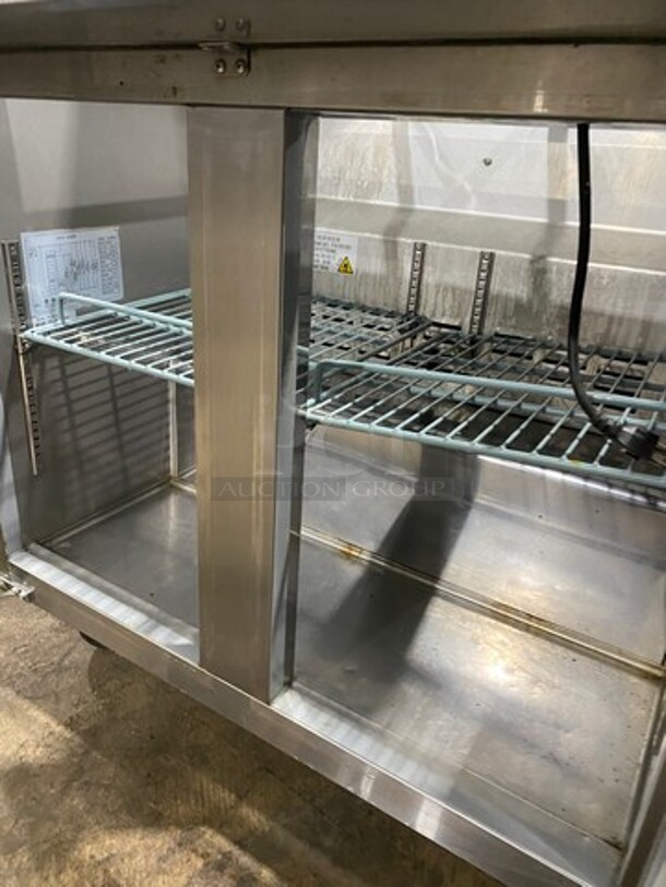 Universal Coolers Commercial Refrigerated Sandwich Prep Table! With Commercial Cutting Board! With 2 Door Storage Space Underneath! With Poly Coated Rack! All Stainless Steel! On Casters! - Image 6 of 9