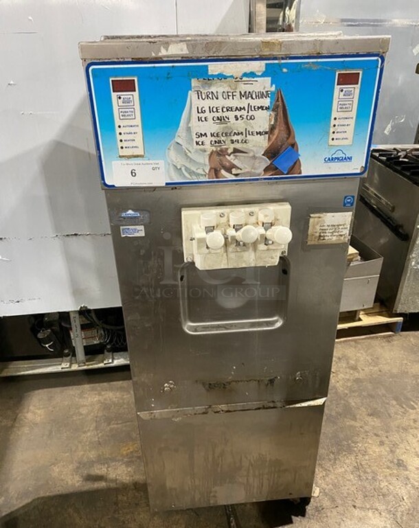 Carpigiani Stainless Steel Commercial Ice Cream Machine! On Commercial Casters! MODEL UF263G SN: IC7567 208 Volts, 60 Hertz, & 1 Phase.