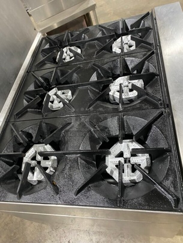 US Range Commercial Natural Gas Powered 6 Burner Stove! With Raised Back Splash! With Oven Underneath! All Stainless Steel! On Legs! - Image 5 of 9