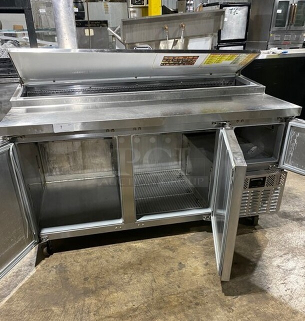 Continental Commercial Refrigerated Pizza Prep Table! With 3 Door Storage Space Underneath! All Stainless Steel! On Casters! Model: CPA68 SN: 15974548! 115V 1 Phase - Image 5 of 9