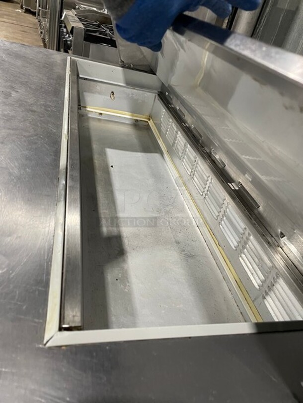 Beverage Air Commercial Refrigerated Sandwich Prep Table! With 2 Door Storage Space Underneath! All Stainless Steel! On Casters! Model: SP4812! 115V 1Phase! - Image 8 of 9