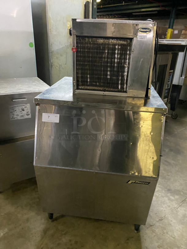 Follet Commercial Ice Machine Head! On Commercial Follet Ice Bin! All Stainless Steel! On Legs! 2x Your Bid Makes One Unit! Model: MCD400A 115V 60HZ 1 Phase