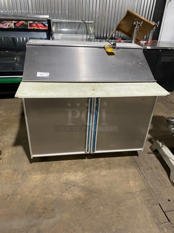 Silver King Commercial Refrigerated Sandwich Prep Table! With 2 Door Storage Space Underneath! All Stainless Steel! On Casters! Model: SKP4818 SN: SACG17549A 115V
